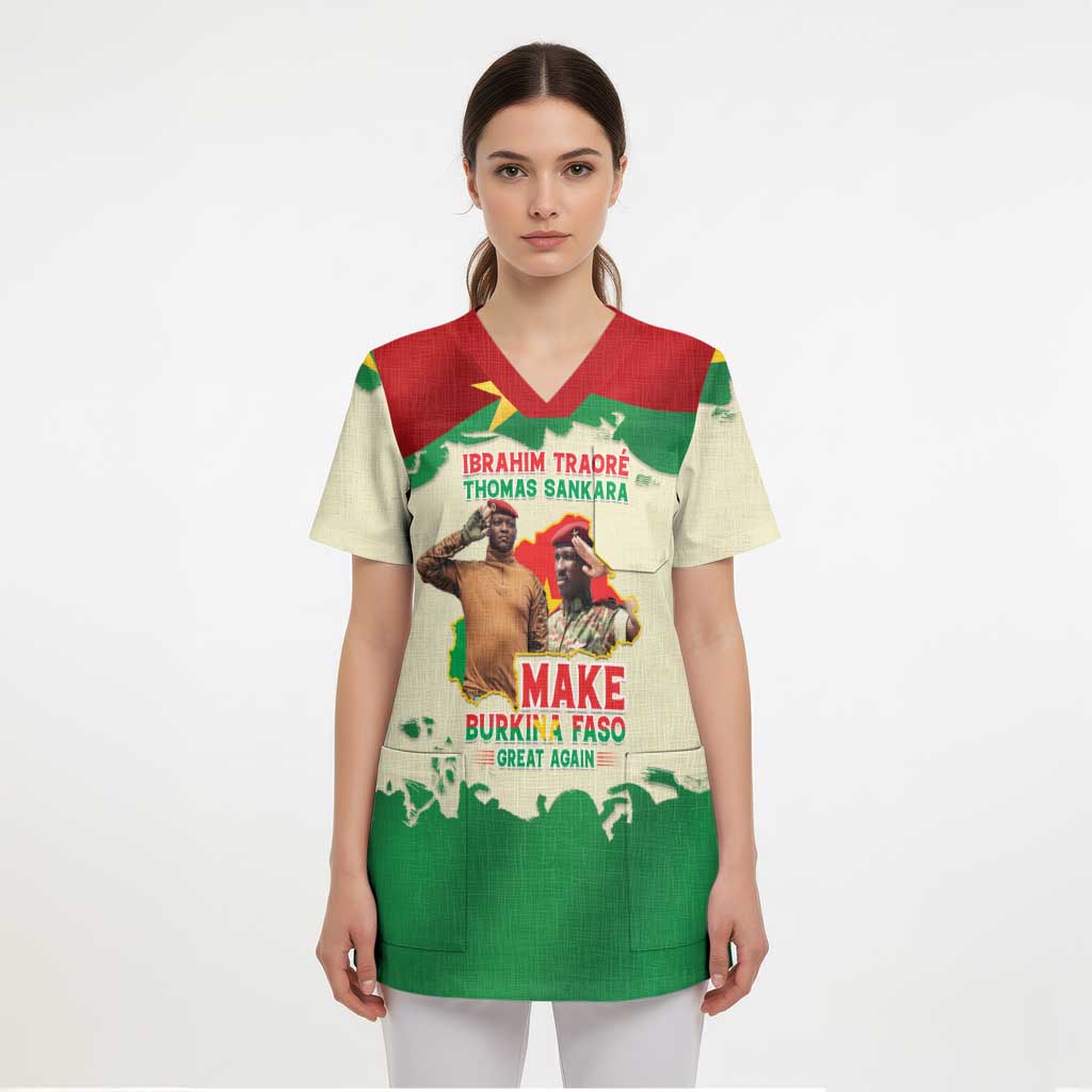 Ibrahim Traore Thomas Sankara Scrub Top Make Burkina Faso Great Again - Wonder Print Shop