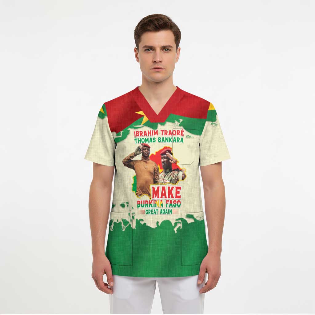 Ibrahim Traore Thomas Sankara Scrub Top Make Burkina Faso Great Again - Wonder Print Shop