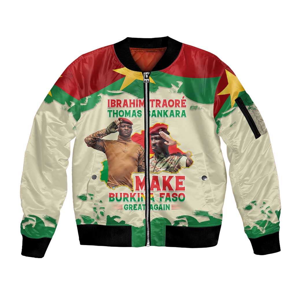 Ibrahim Traore Thomas Sankara Sleeve Zip Bomber Jacket Make Burkina Faso Great Again