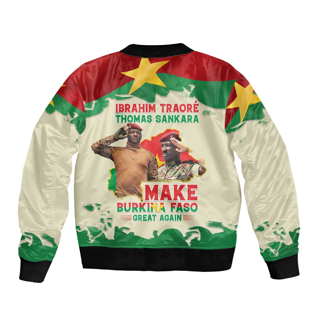 Ibrahim Traore Thomas Sankara Sleeve Zip Bomber Jacket Make Burkina Faso Great Again
