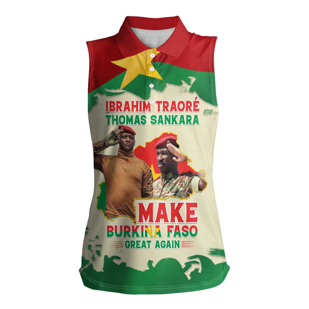 Ibrahim Traore Thomas Sankara Women Sleeveless Polo Shirt Make Burkina Faso Great Again