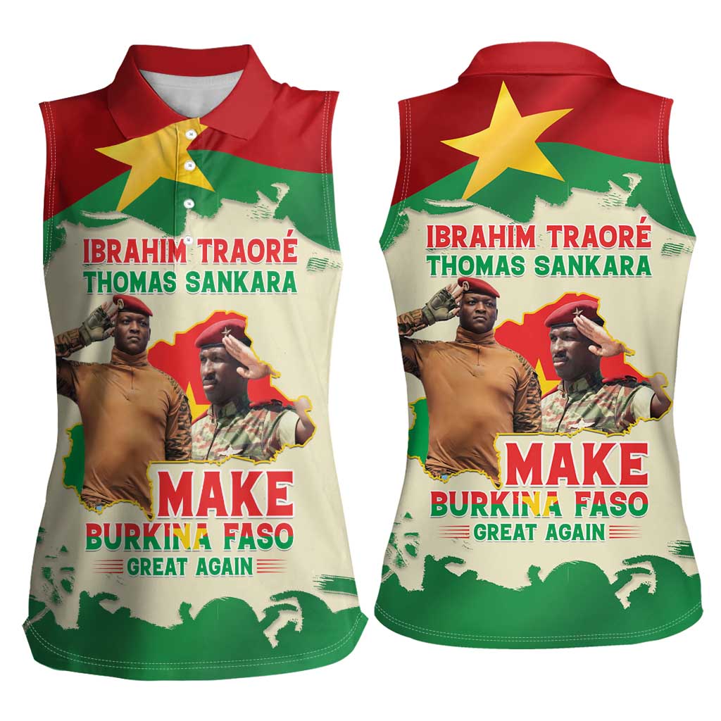 Ibrahim Traore Thomas Sankara Women Sleeveless Polo Shirt Make Burkina Faso Great Again