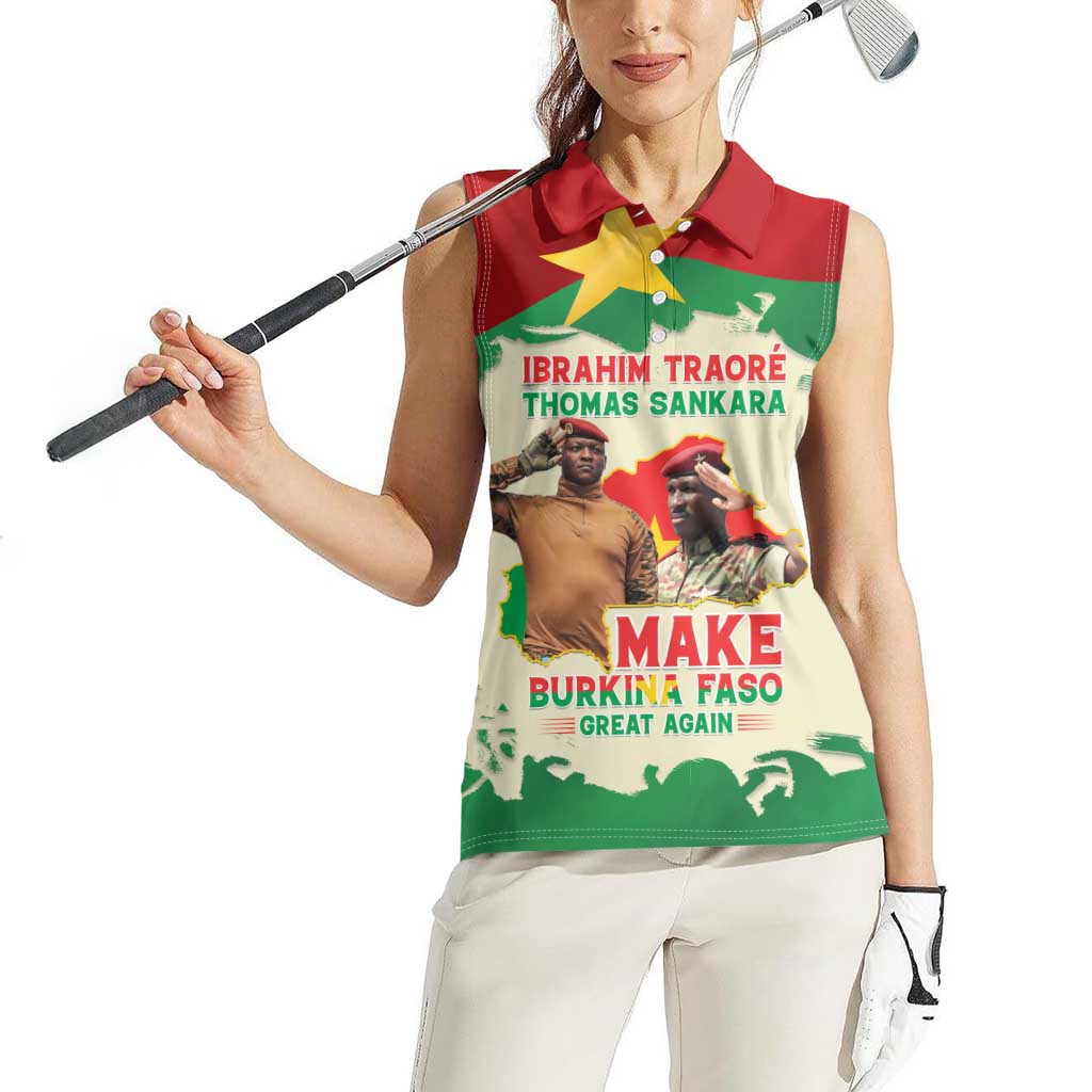 Ibrahim Traore Thomas Sankara Women Sleeveless Polo Shirt Make Burkina Faso Great Again