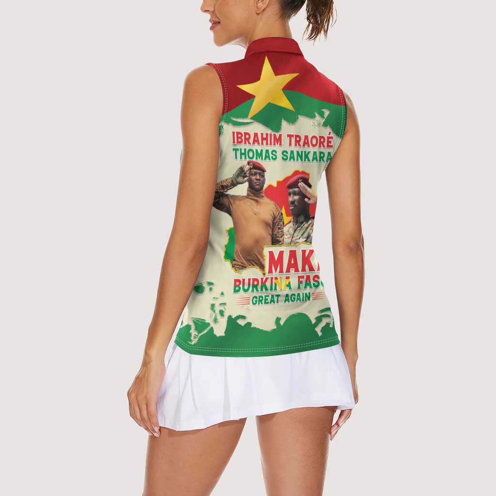 Ibrahim Traore Thomas Sankara Women Sleeveless Polo Shirt Make Burkina Faso Great Again