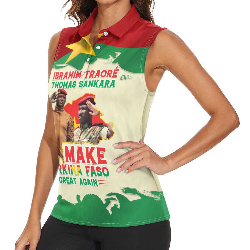 Ibrahim Traore Thomas Sankara Women Sleeveless Polo Shirt Make Burkina Faso Great Again