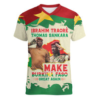 Ibrahim Traore Thomas Sankara Women V-Neck T-Shirt Make Burkina Faso Great Again