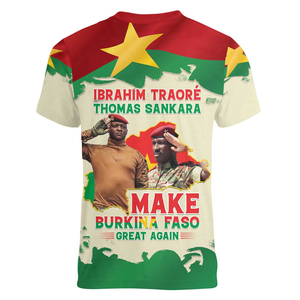 Ibrahim Traore Thomas Sankara Women V-Neck T-Shirt Make Burkina Faso Great Again