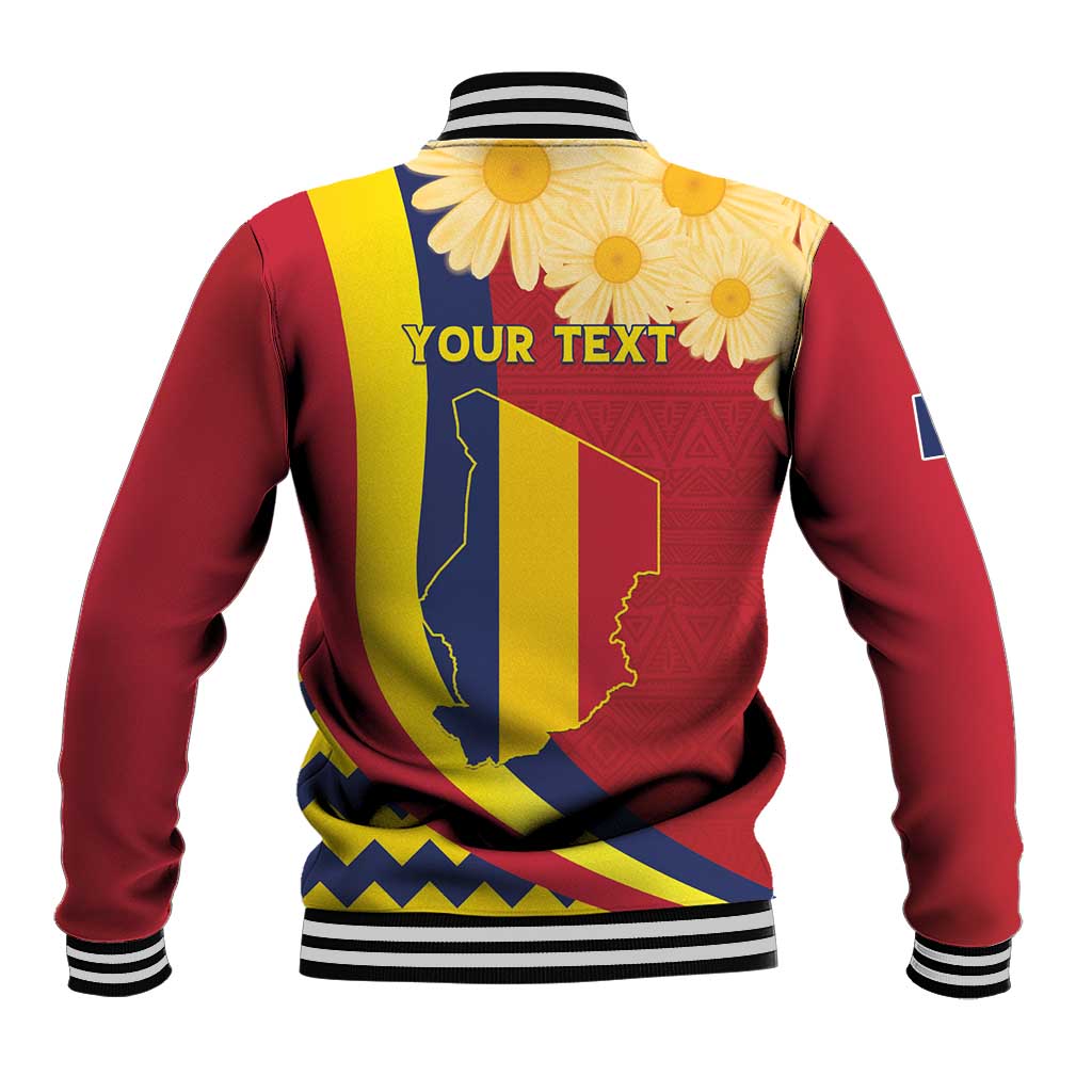 Personalised Chad Independence Day Baseball Jacket Coat Of Arms Gerbera Daisy