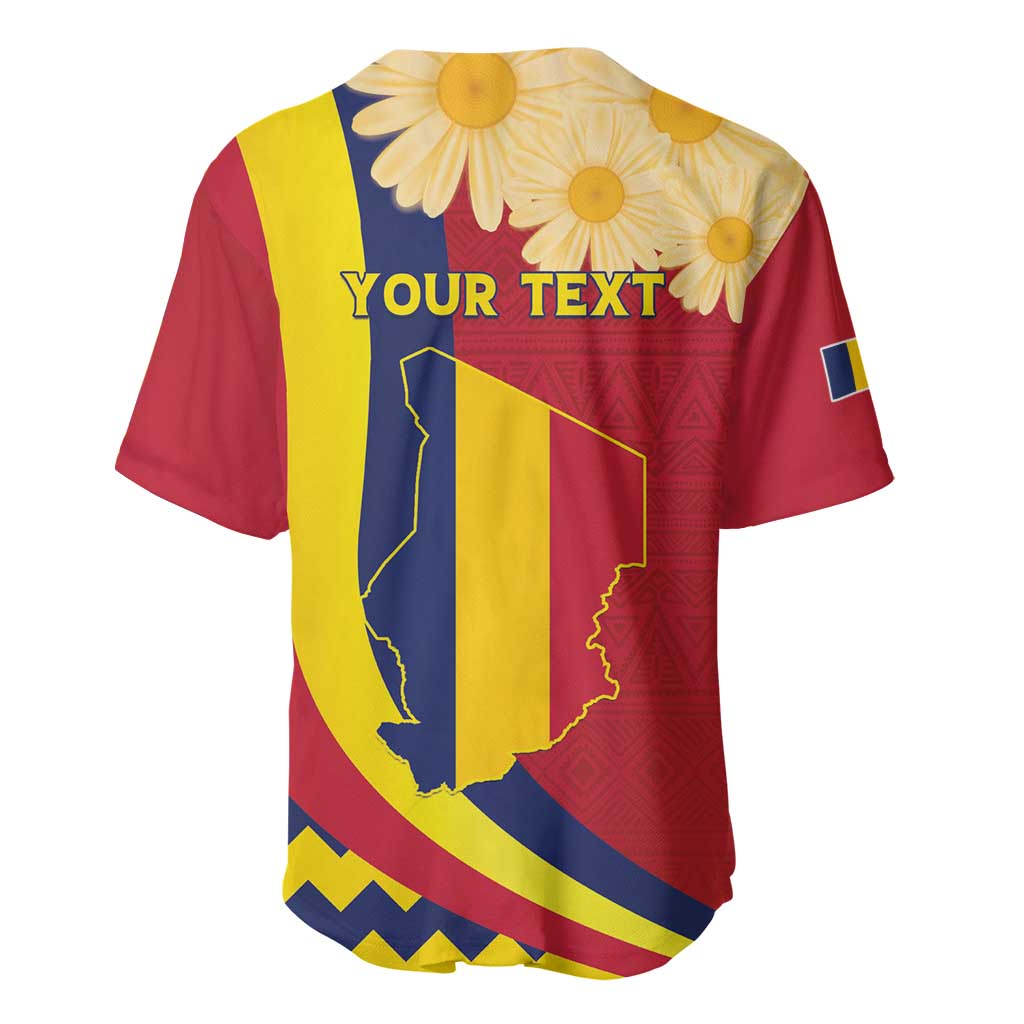 Personalised Chad Independence Day Baseball Jersey Coat Of Arms Gerbera Daisy