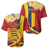 Personalised Chad Independence Day Baseball Jersey Coat Of Arms Gerbera Daisy