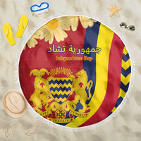Chad Independence Day Beach Blanket Coat Of Arms Gerbera Daisy