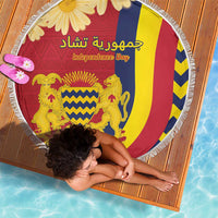 Chad Independence Day Beach Blanket Coat Of Arms Gerbera Daisy