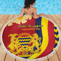 Chad Independence Day Beach Blanket Coat Of Arms Gerbera Daisy