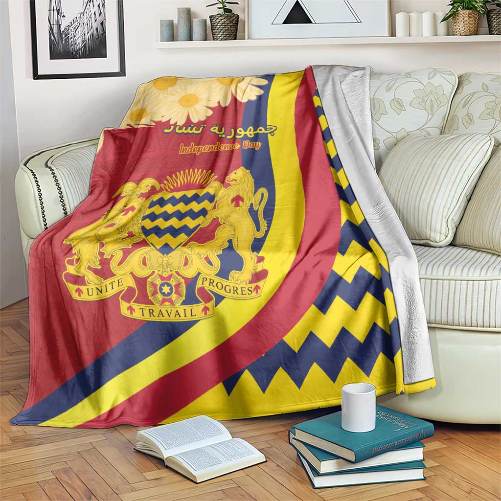 Chad Independence Day Blanket Coat Of Arms Gerbera Daisy
