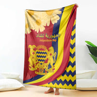 Chad Independence Day Blanket Coat Of Arms Gerbera Daisy