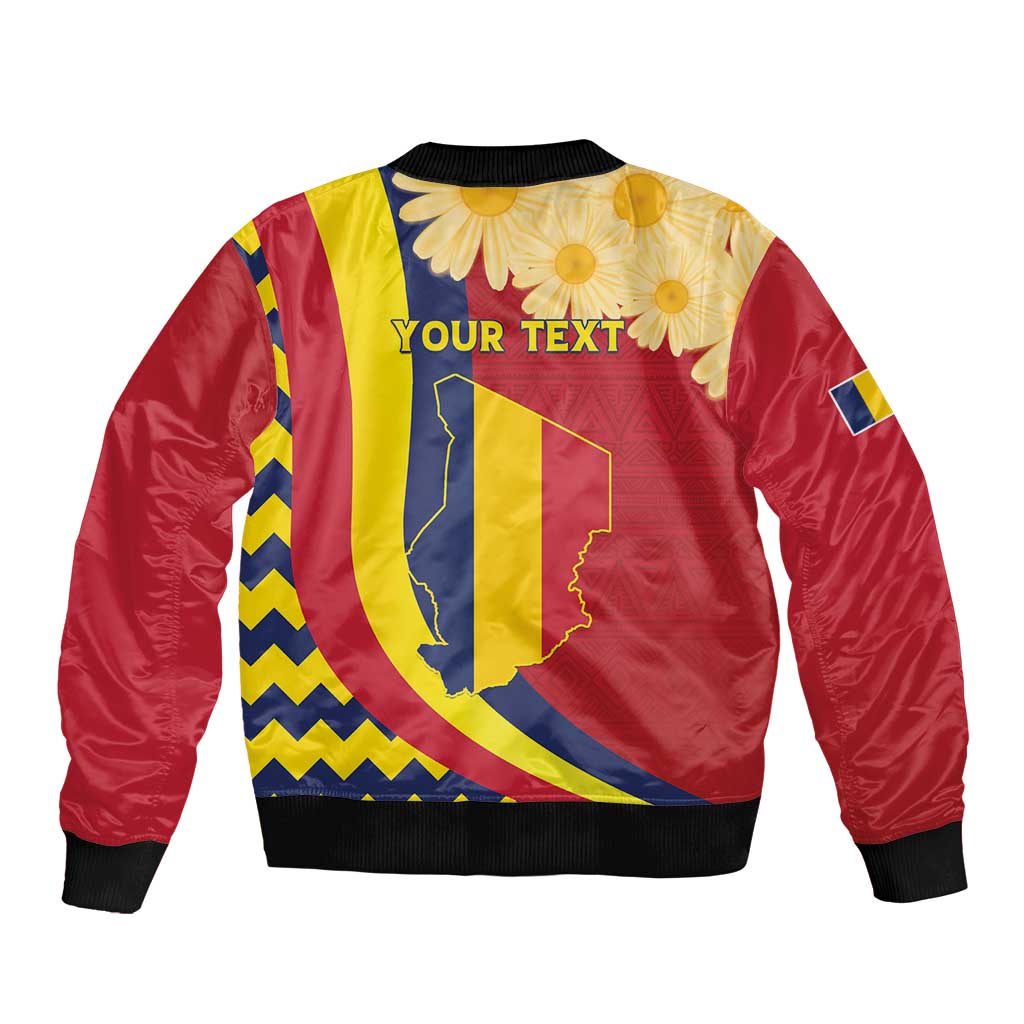 Personalised Chad Independence Day Bomber Jacket Coat Of Arms Gerbera Daisy