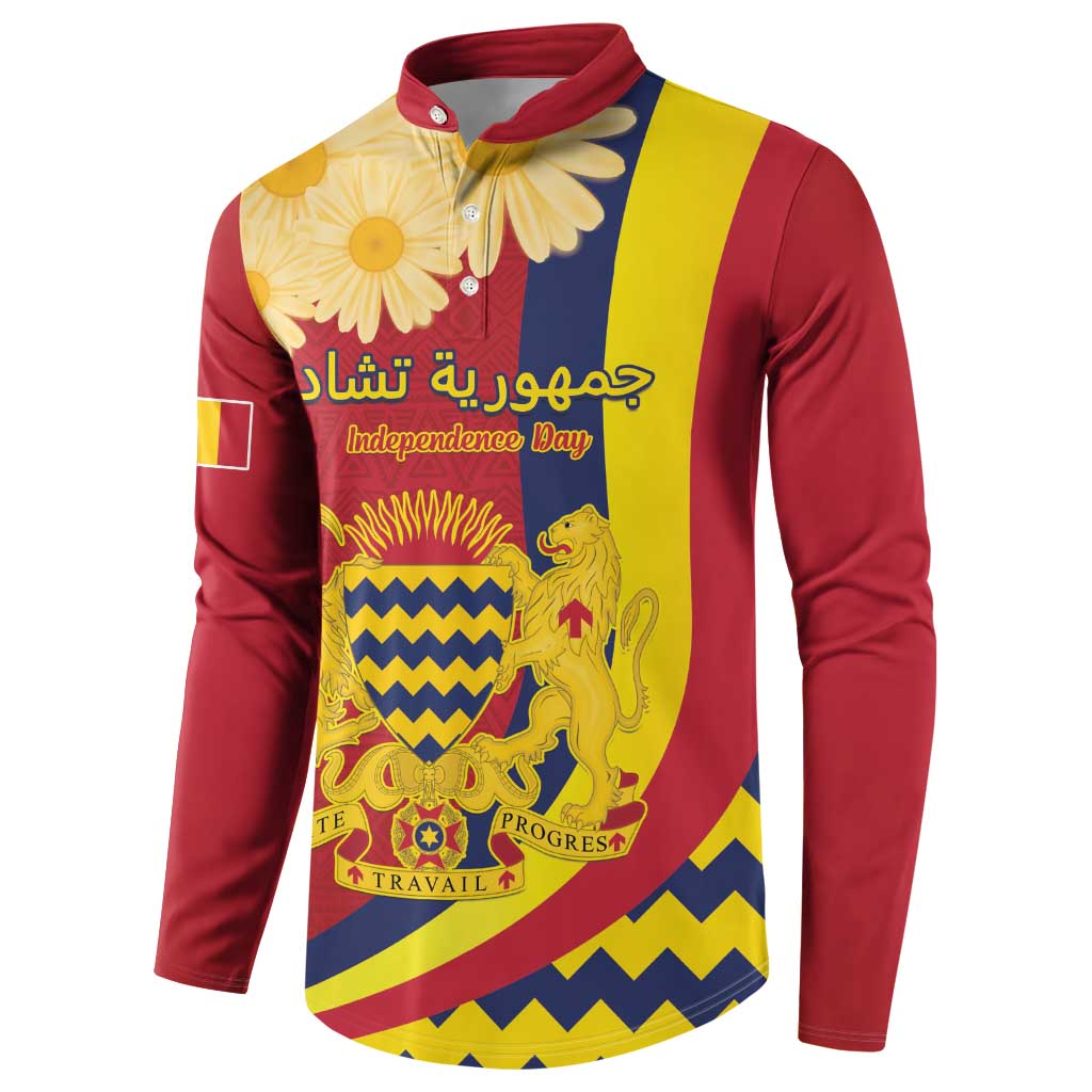 Personalised Chad Independence Day Button Sweatshirt Coat Of Arms Gerbera Daisy