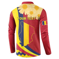 Personalised Chad Independence Day Button Sweatshirt Coat Of Arms Gerbera Daisy