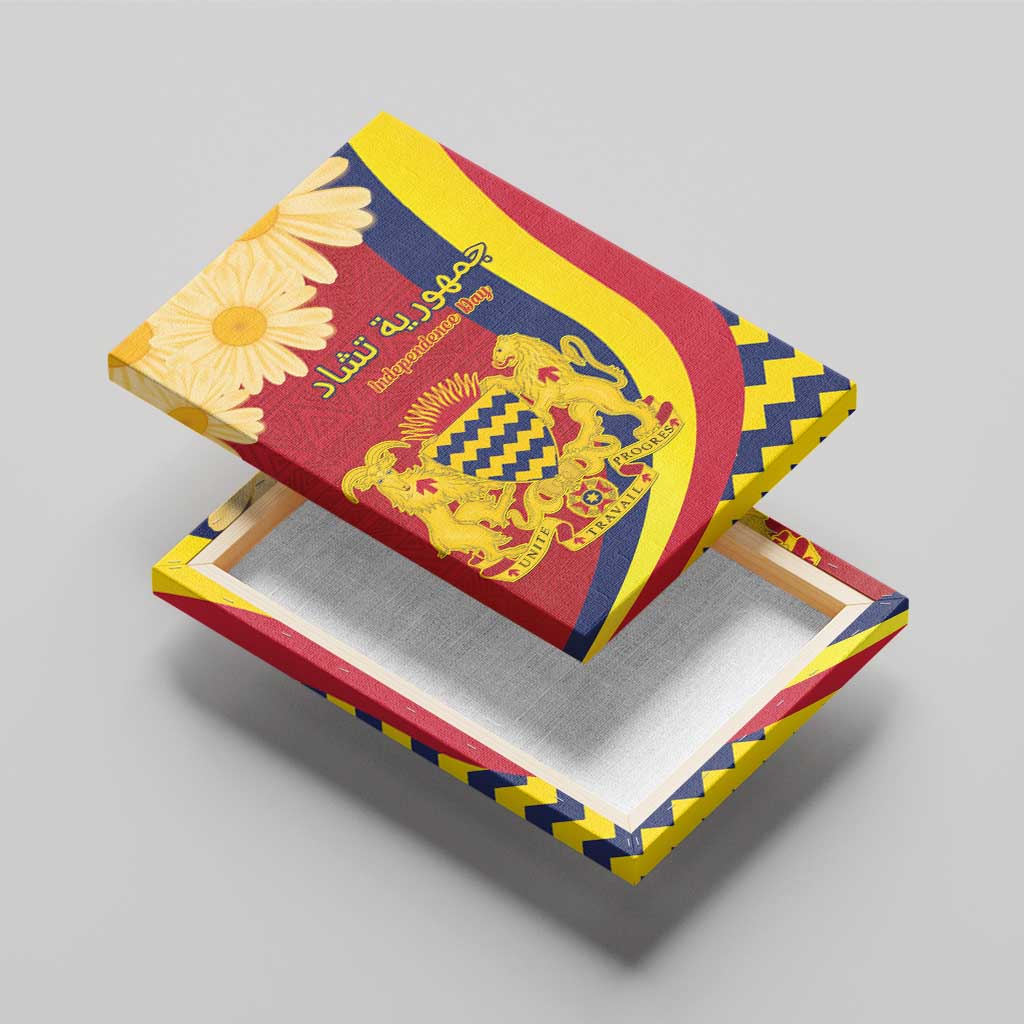 Chad Independence Day Canvas Wall Art Coat Of Arms Gerbera Daisy