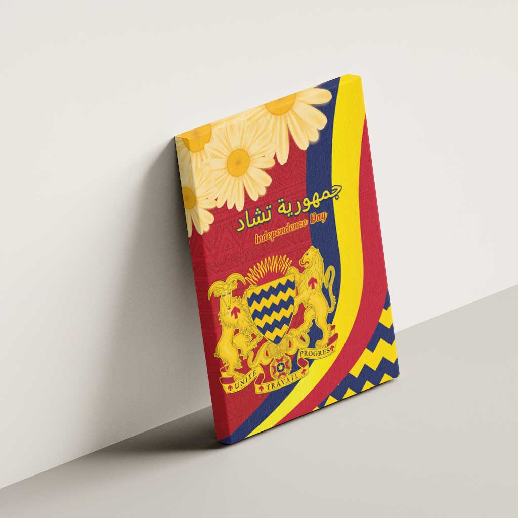 Chad Independence Day Canvas Wall Art Coat Of Arms Gerbera Daisy