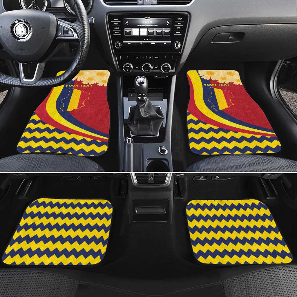 Chad Independence Day Car Mats Coat Of Arms Gerbera Daisy