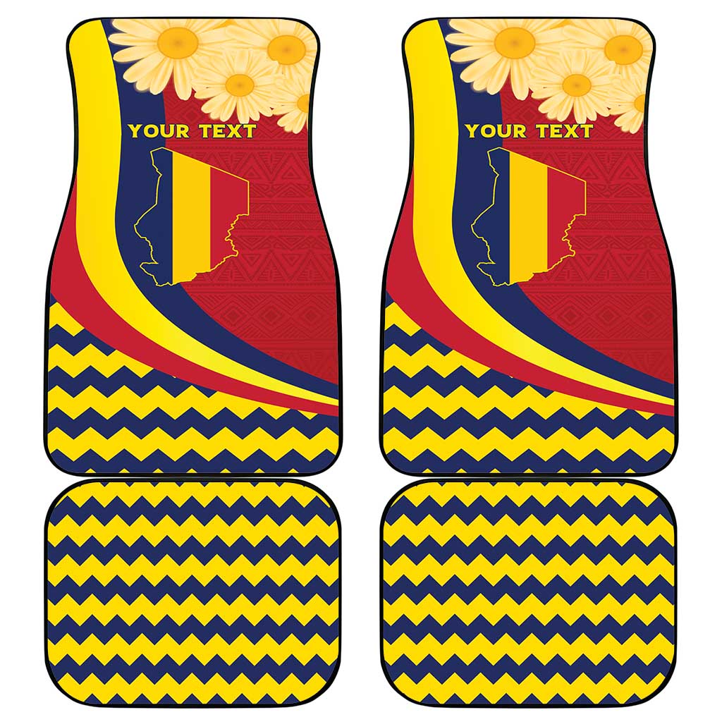 Chad Independence Day Car Mats Coat Of Arms Gerbera Daisy