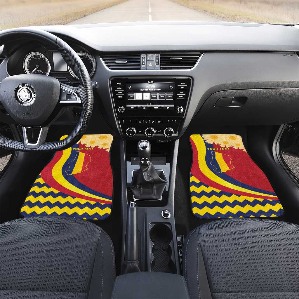 Chad Independence Day Car Mats Coat Of Arms Gerbera Daisy