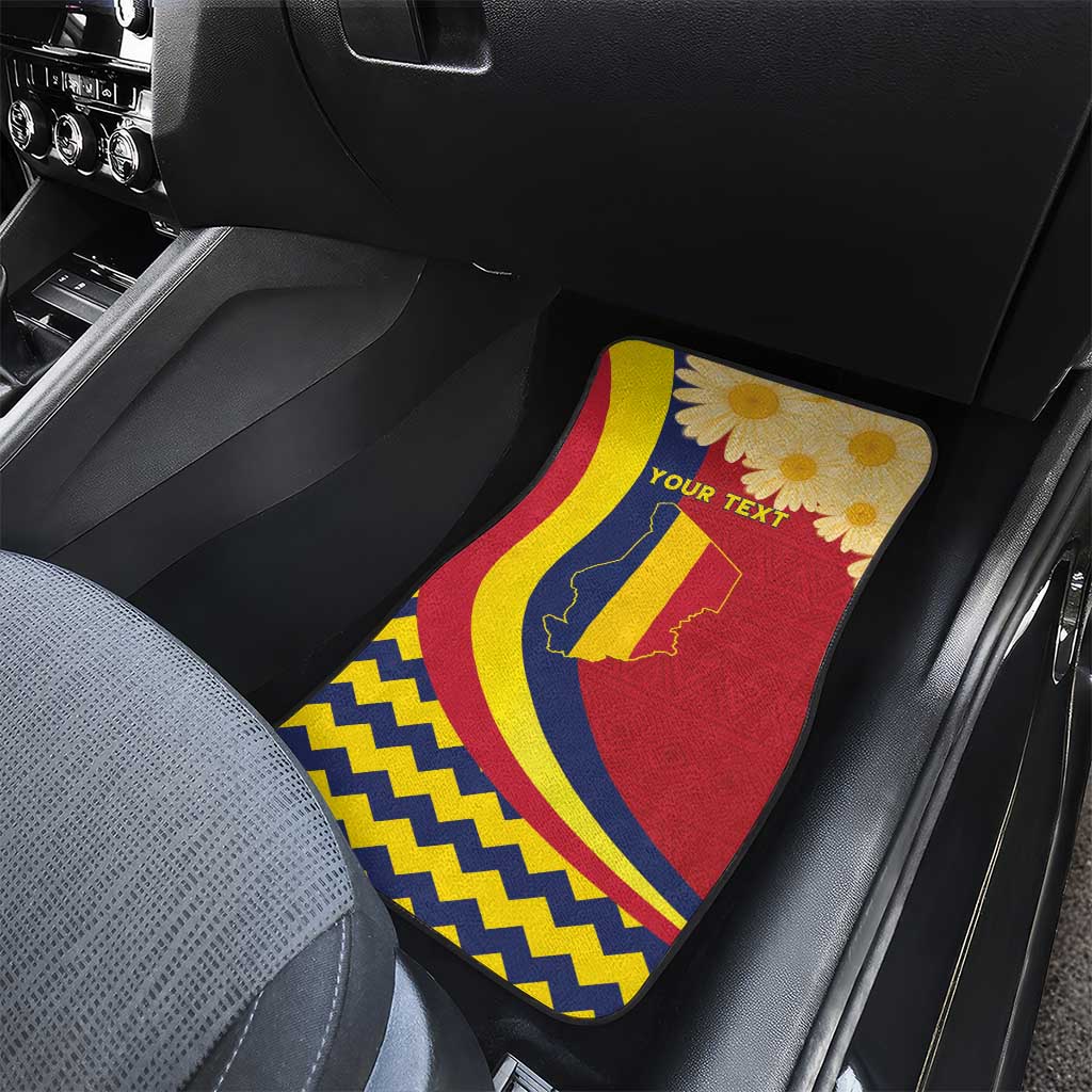 Chad Independence Day Car Mats Coat Of Arms Gerbera Daisy