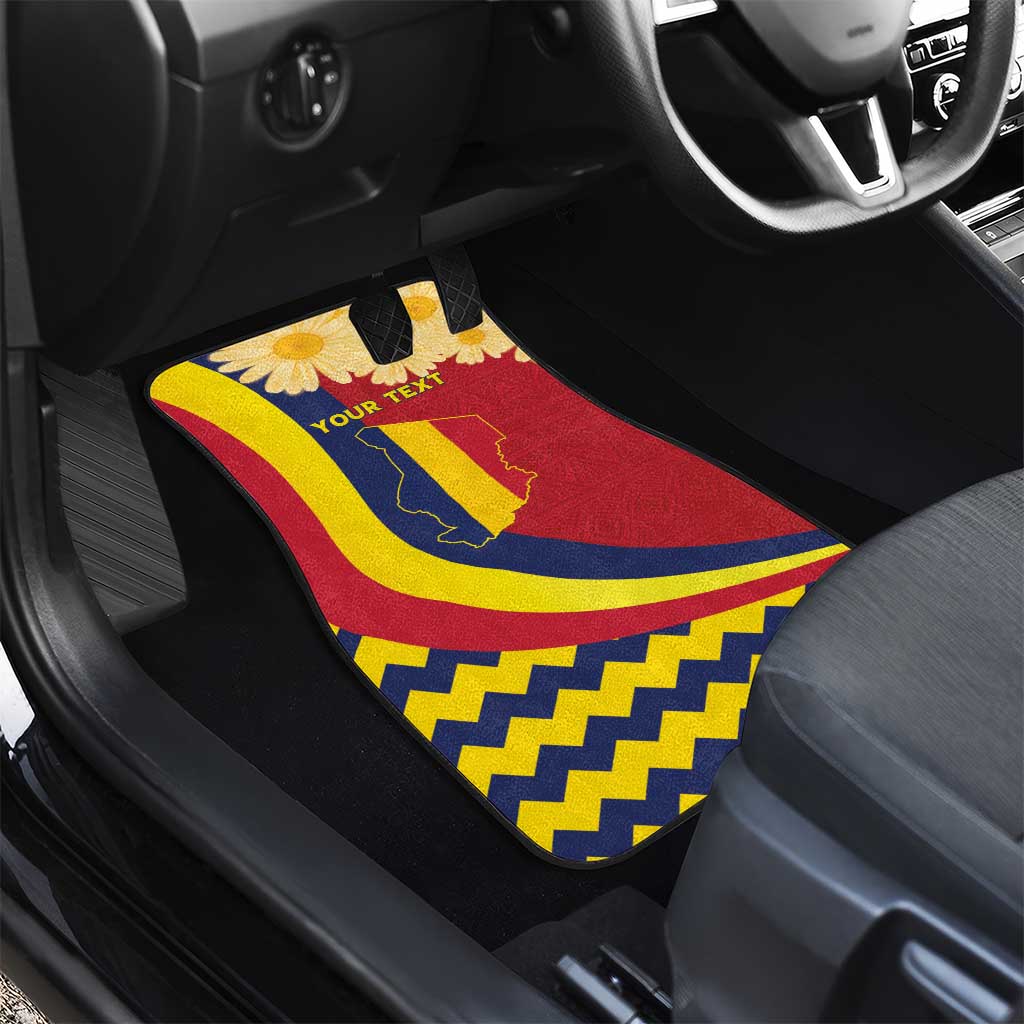 Chad Independence Day Car Mats Coat Of Arms Gerbera Daisy