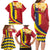 Personalised Chad Independence Day Family Matching Long Sleeve Bodycon Dress and Hawaiian Shirt Coat Of Arms Gerbera Daisy