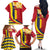 Personalised Chad Independence Day Family Matching Off The Shoulder Long Sleeve Dress and Hawaiian Shirt Coat Of Arms Gerbera Daisy
