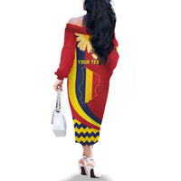 Personalised Chad Independence Day Family Matching Off The Shoulder Long Sleeve Dress and Hawaiian Shirt Coat Of Arms Gerbera Daisy