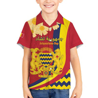 Personalised Chad Independence Day Family Matching Off The Shoulder Long Sleeve Dress and Hawaiian Shirt Coat Of Arms Gerbera Daisy