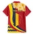 Personalised Chad Independence Day Family Matching Off Shoulder Maxi Dress and Hawaiian Shirt Coat Of Arms Gerbera Daisy