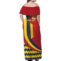 Personalised Chad Independence Day Family Matching Off Shoulder Maxi Dress and Hawaiian Shirt Coat Of Arms Gerbera Daisy