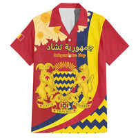 Personalised Chad Independence Day Family Matching Off Shoulder Short Dress and Hawaiian Shirt Coat Of Arms Gerbera Daisy