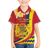 Personalised Chad Independence Day Family Matching Short Sleeve Bodycon Dress and Hawaiian Shirt Coat Of Arms Gerbera Daisy