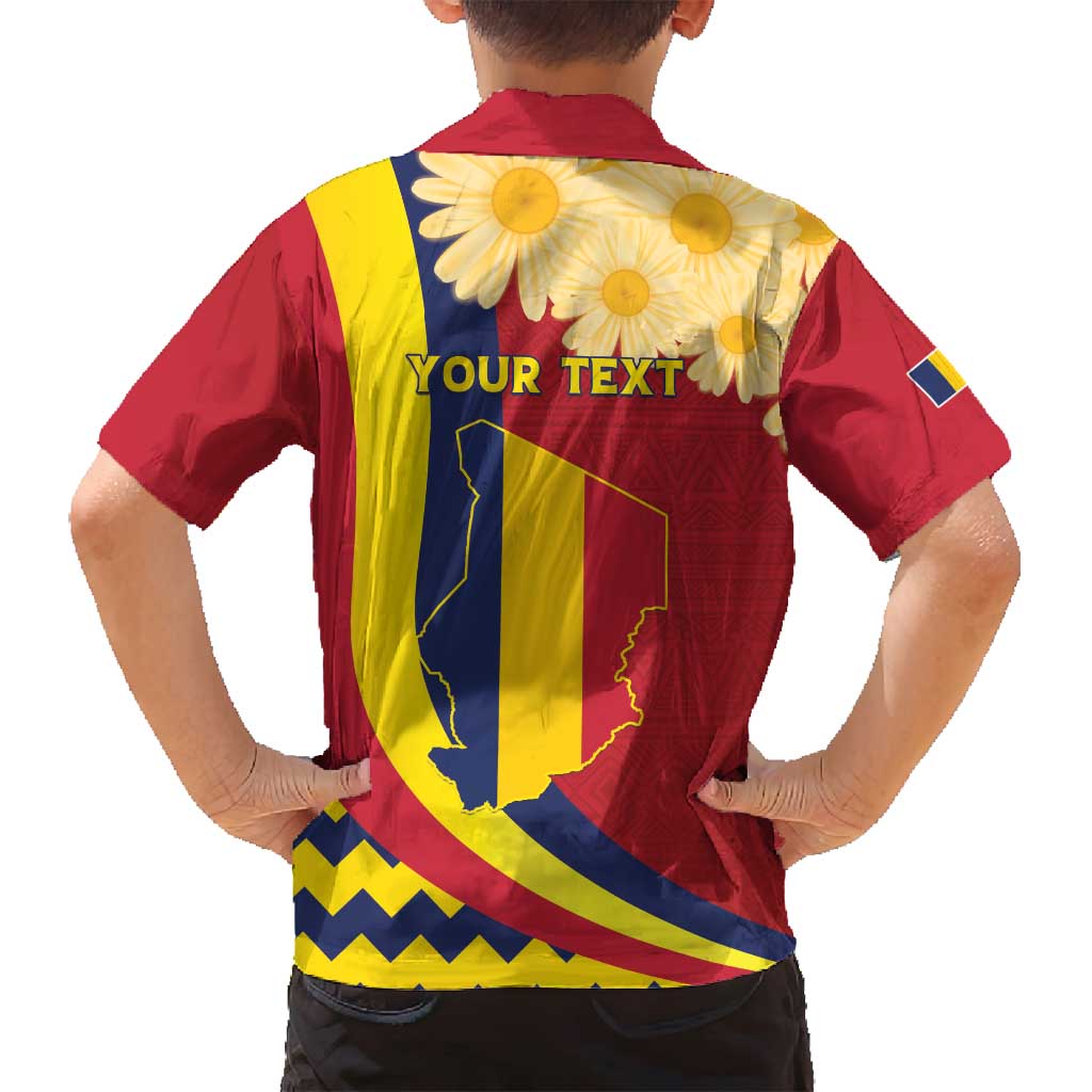Personalised Chad Independence Day Family Matching Summer Maxi Dress and Hawaiian Shirt Coat Of Arms Gerbera Daisy