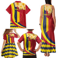 Personalised Chad Independence Day Family Matching Tank Maxi Dress and Hawaiian Shirt Coat Of Arms Gerbera Daisy