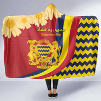 Chad Independence Day Hooded Blanket Coat Of Arms Gerbera Daisy