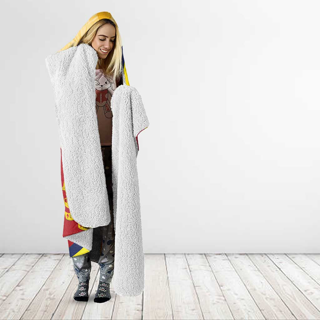 Chad Independence Day Hooded Blanket Coat Of Arms Gerbera Daisy