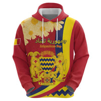 Personalised Chad Independence Day Hoodie Coat Of Arms Gerbera Daisy