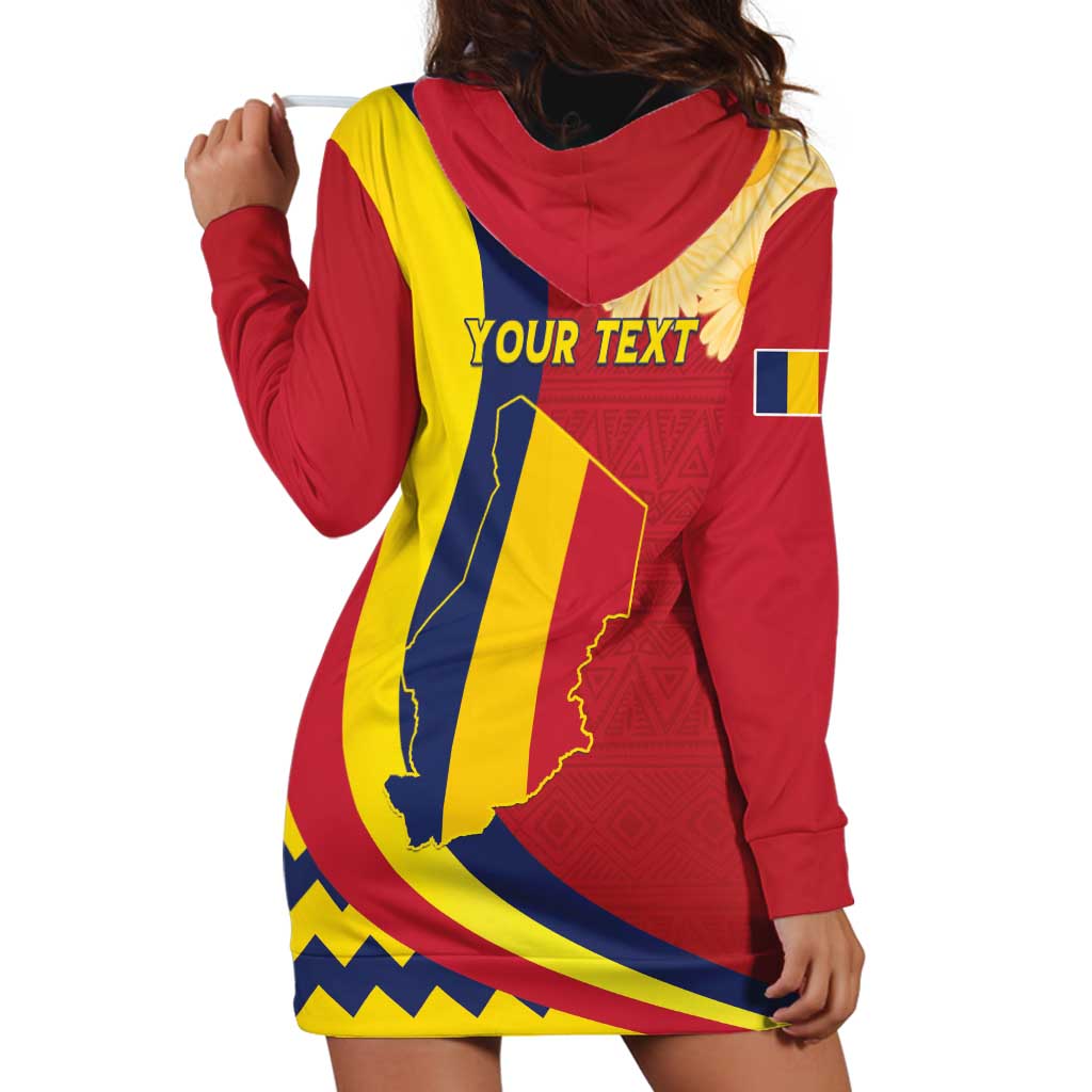 Personalised Chad Independence Day Hoodie Dress Coat Of Arms Gerbera Daisy