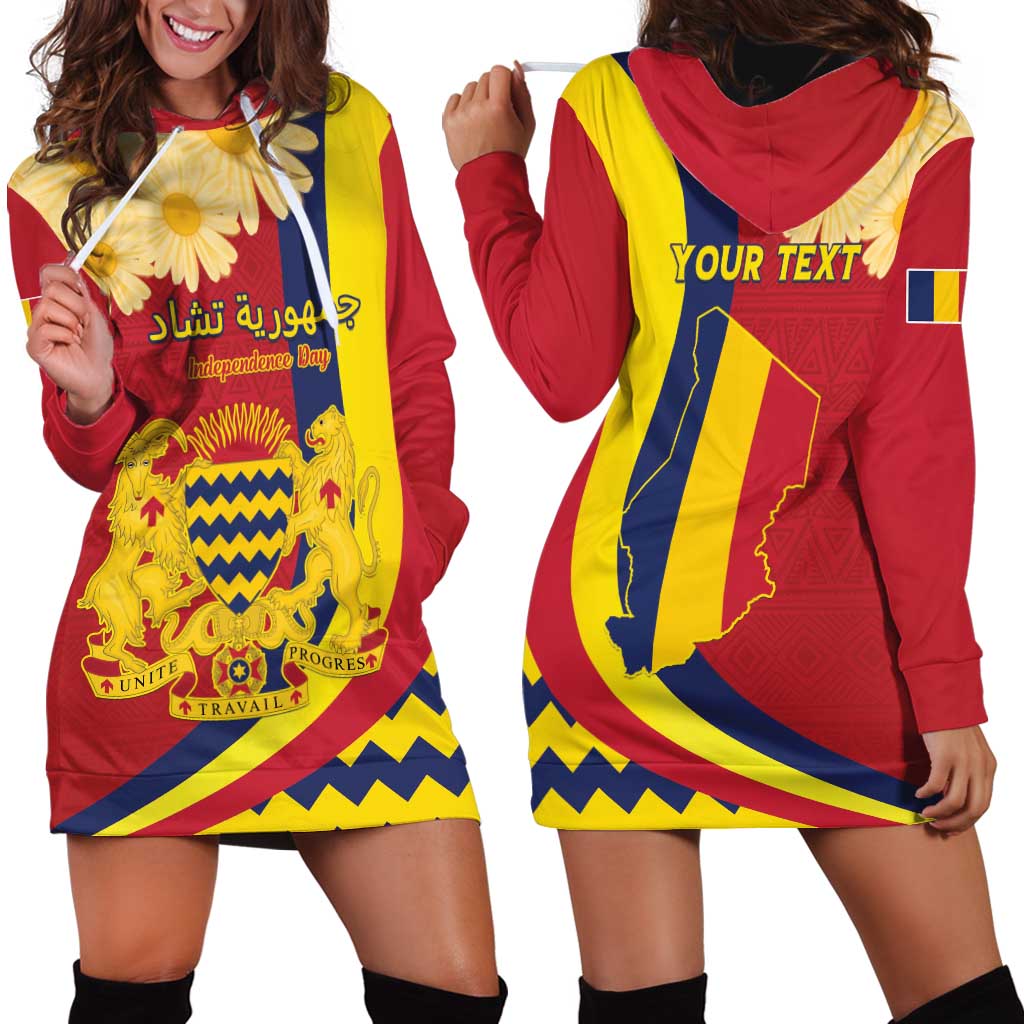 Personalised Chad Independence Day Hoodie Dress Coat Of Arms Gerbera Daisy