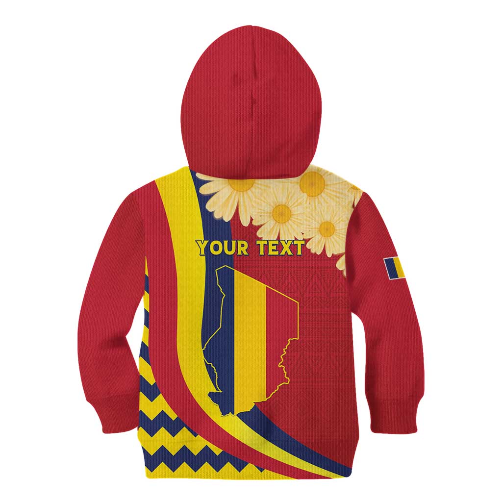 Personalised Chad Independence Day Kid Hoodie Coat Of Arms Gerbera Daisy