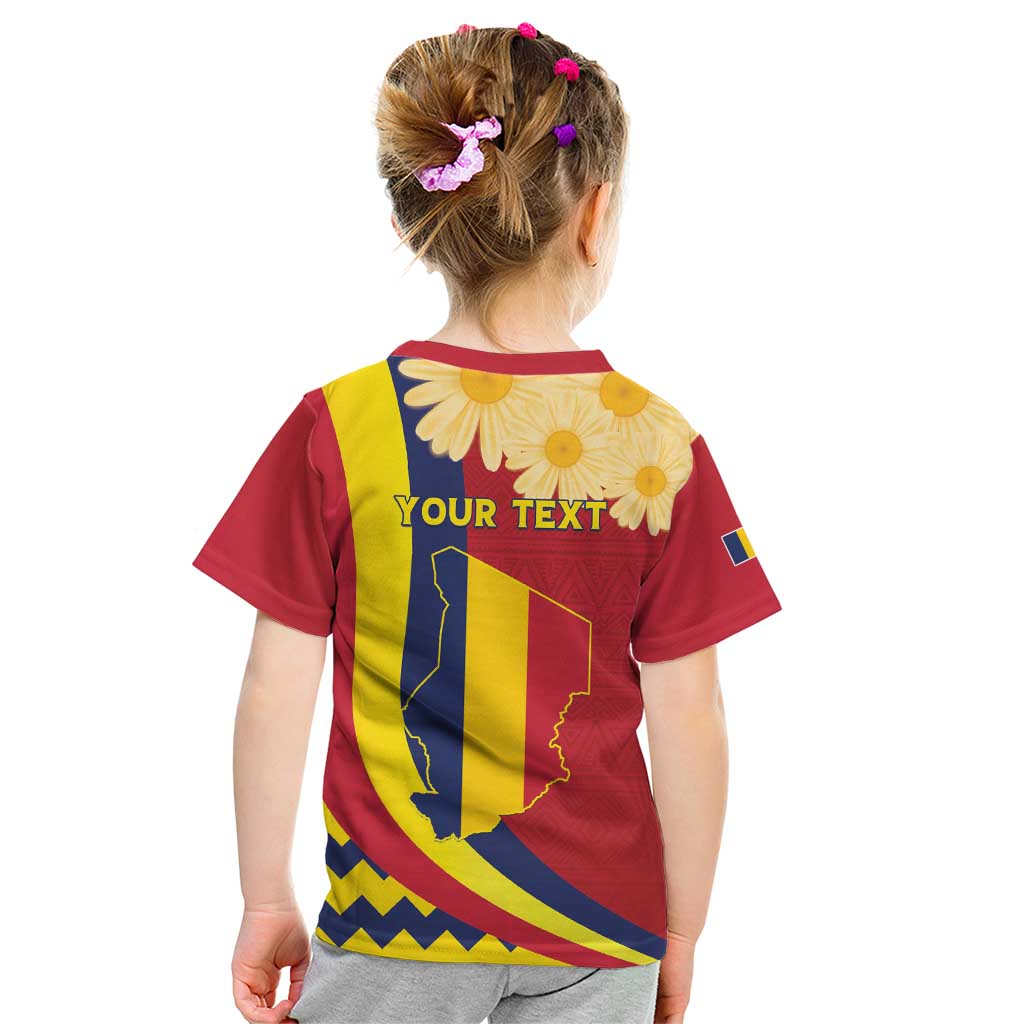 Personalised Chad Independence Day Kid T Shirt Coat Of Arms Gerbera Daisy