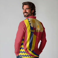 Personalised Chad Independence Day Long Sleeve Polo Shirt Coat Of Arms Gerbera Daisy