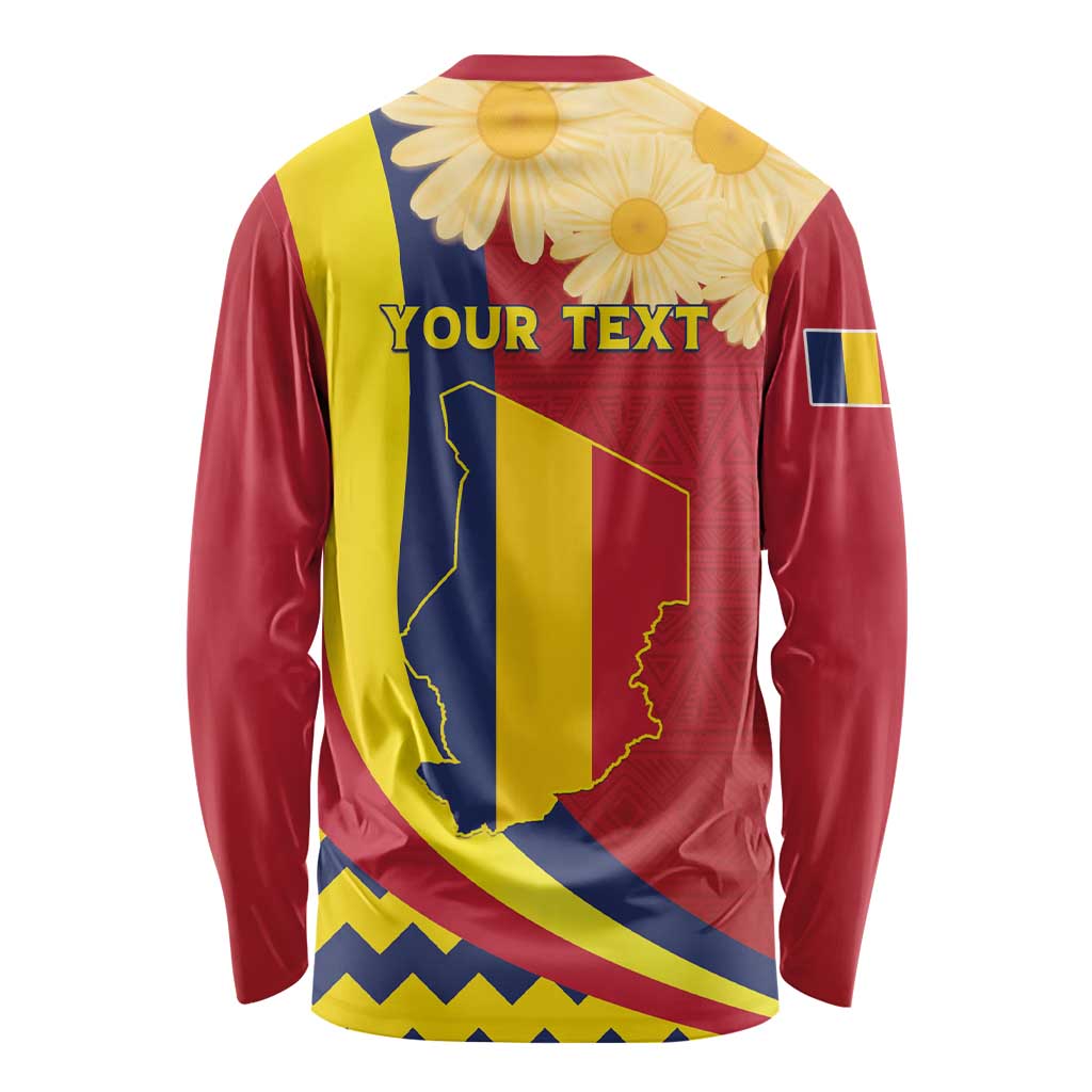 Personalised Chad Independence Day Long Sleeve Shirt Coat Of Arms Gerbera Daisy