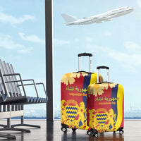 Chad Independence Day Luggage Cover Coat Of Arms Gerbera Daisy