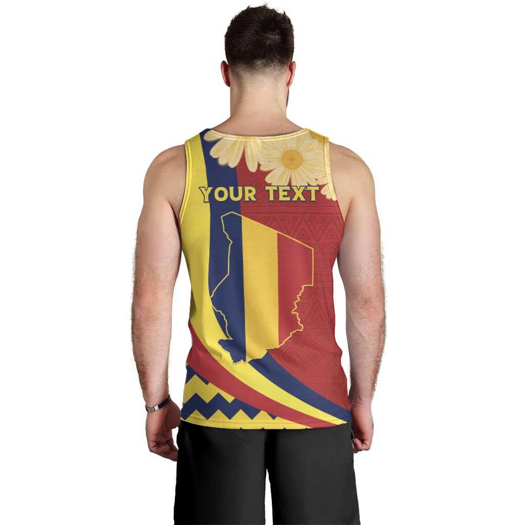 Personalised Chad Independence Day Men Tank Top Coat Of Arms Gerbera Daisy